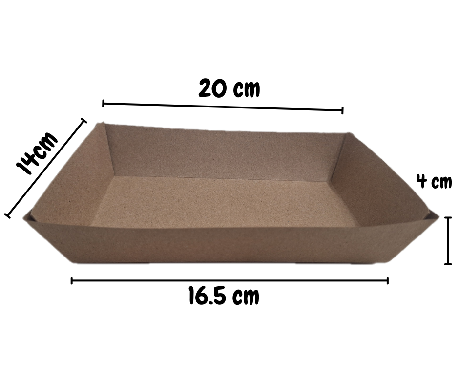 Charola Papel Kraft Plato Desechable 20x14cm 50pz - imagen 1
